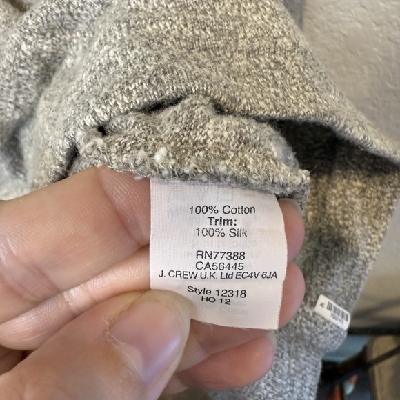 JCrew Peter Pan collar gray cream silk trim Medium - Picture 5 of 8